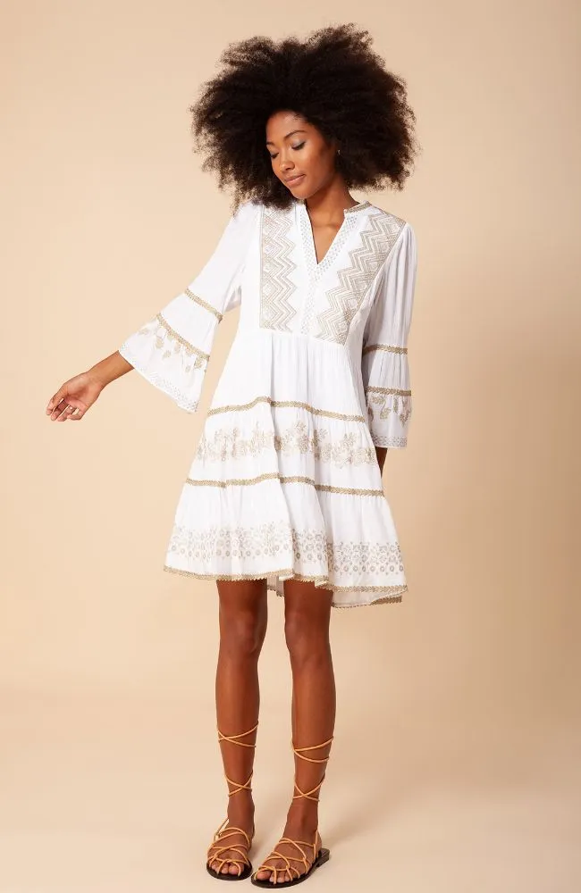 3/4 Sleeve Dress in Gold