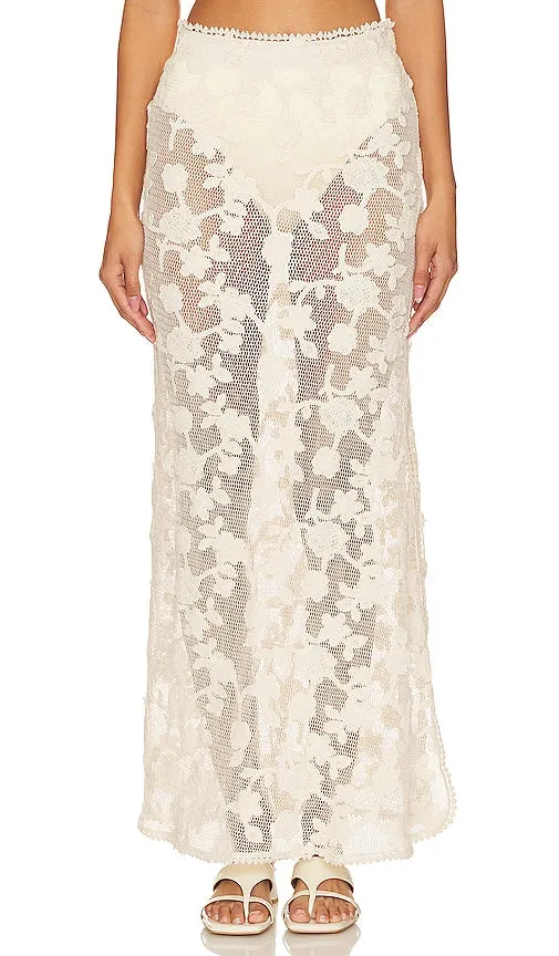 Agua Bendita x REVOLVE Cyprus Maxi Skirt in Ivory