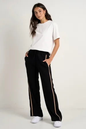 AMONG THE BRAVE CONFIDANT SIDE STRIPE CREPE WIDE PANTS