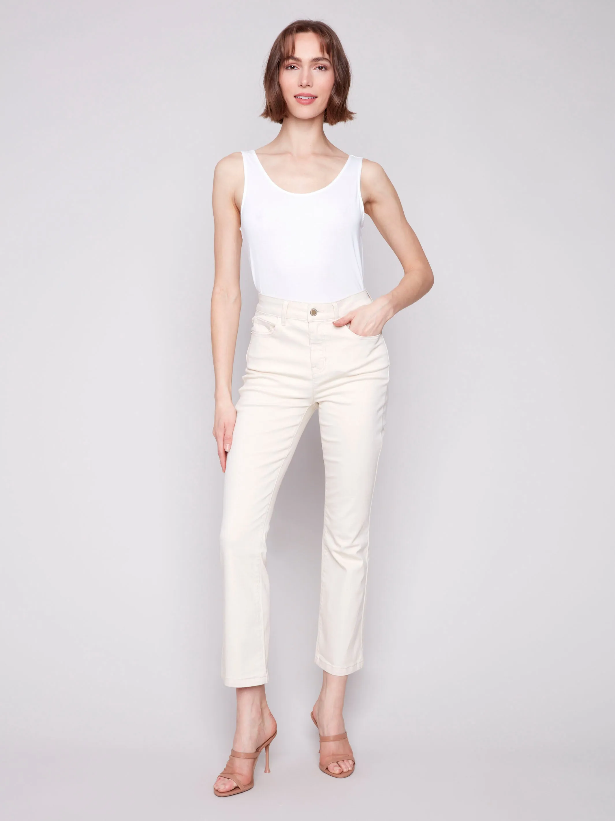 Bootcut Stretch Twill Pants - Natural