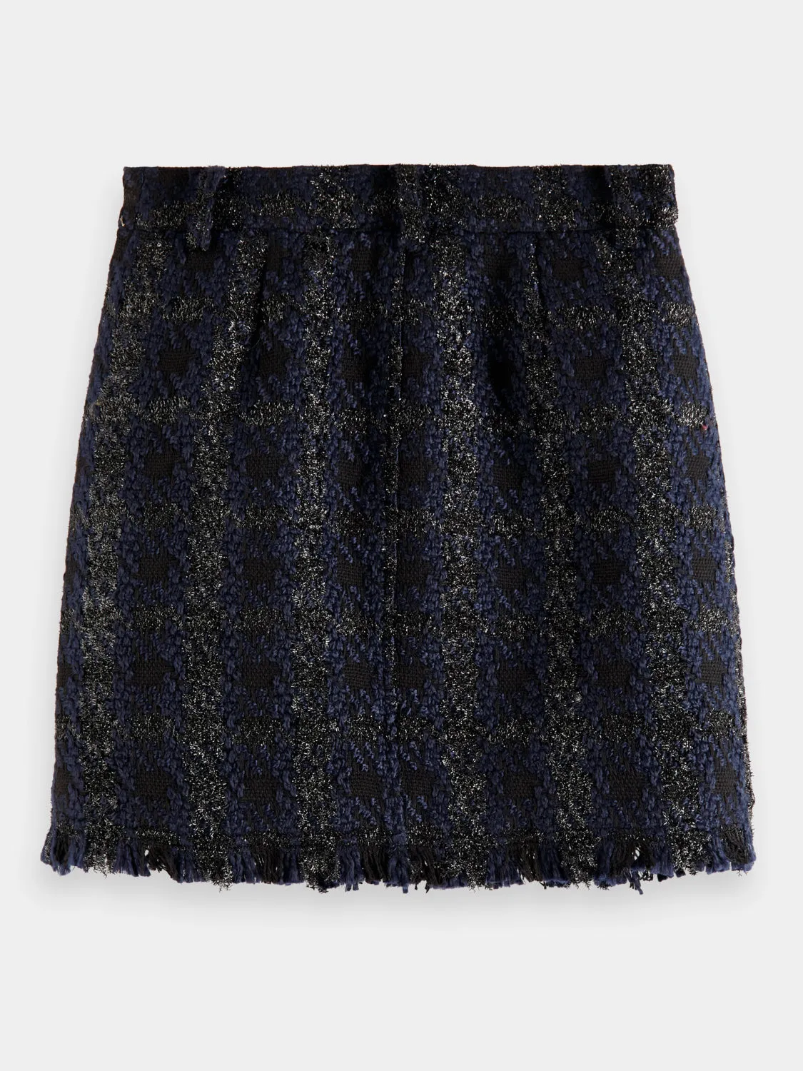 Boucle tweed check mini skirt
