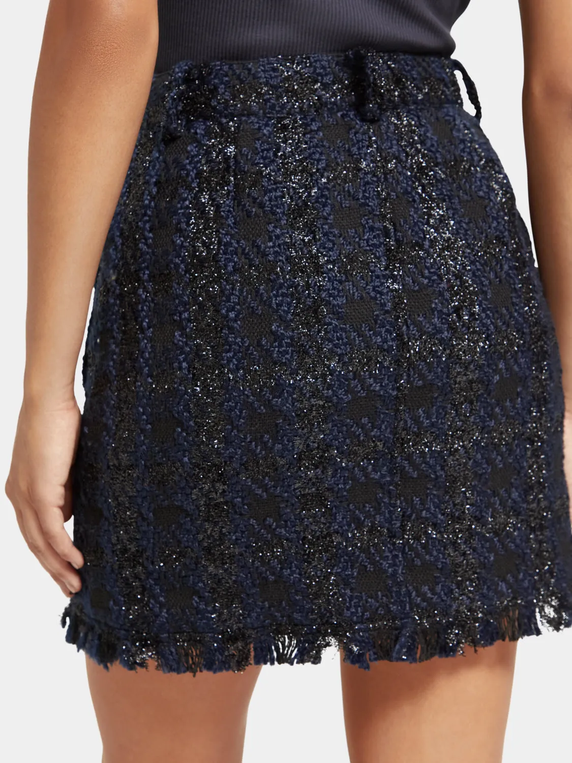Boucle tweed check mini skirt