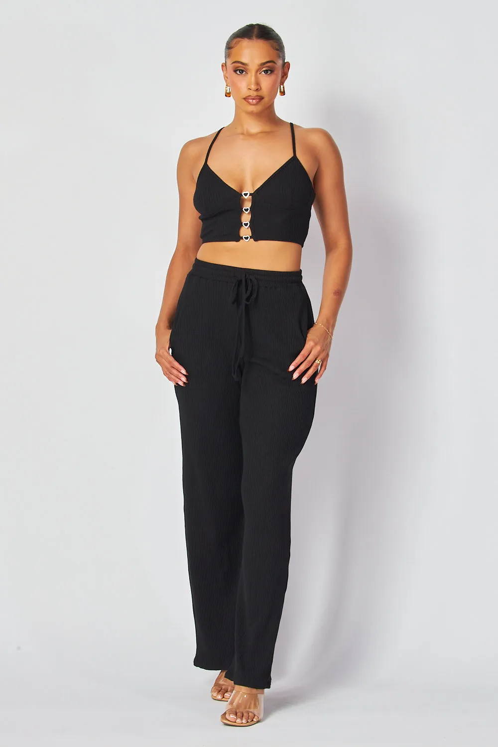 Carolina Open Front Crop Tank Top & Pants Set