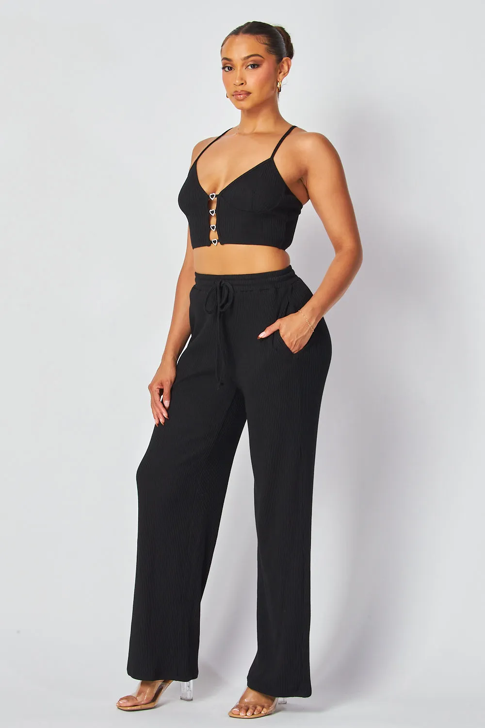 Carolina Open Front Crop Tank Top & Pants Set