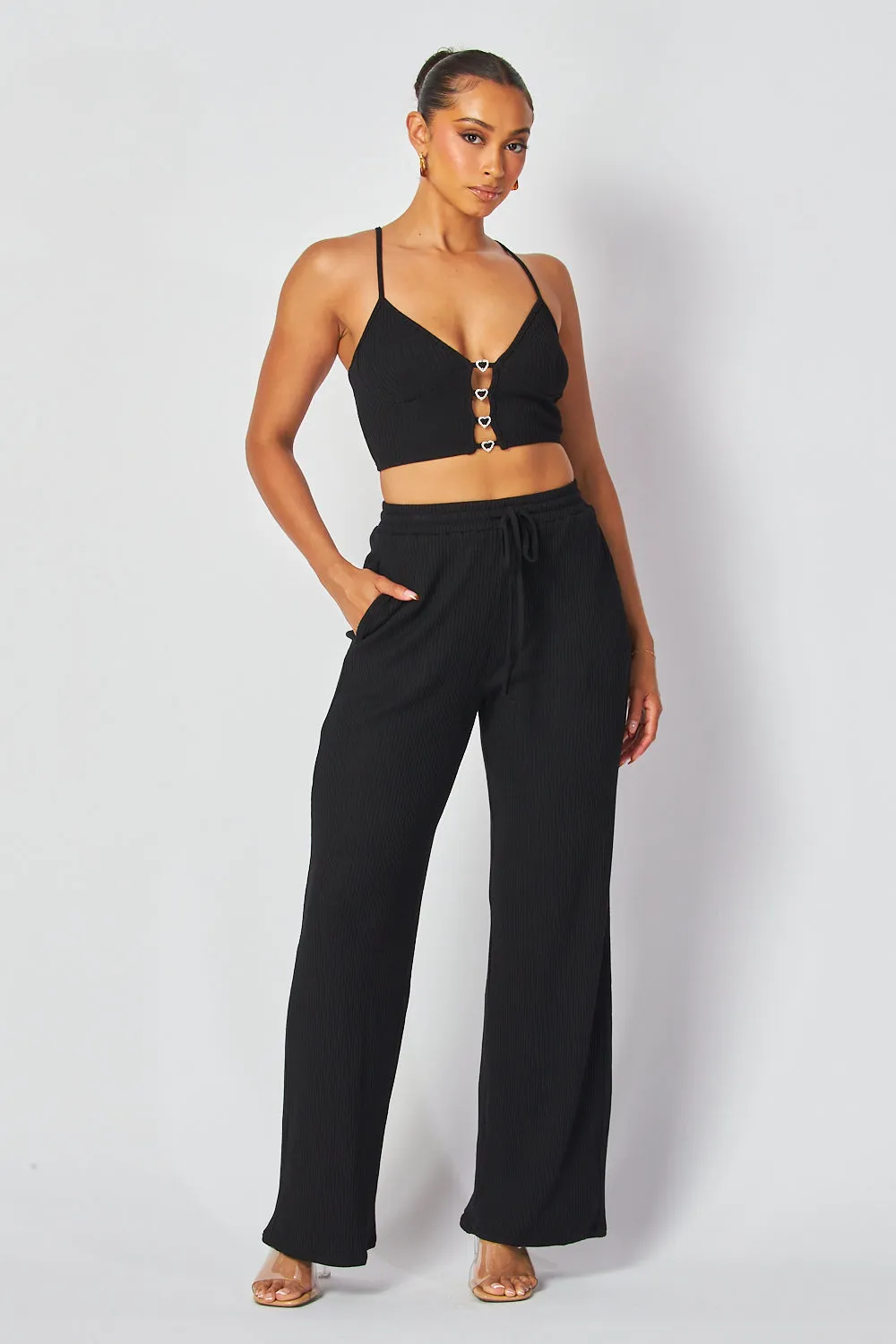 Carolina Open Front Crop Tank Top & Pants Set