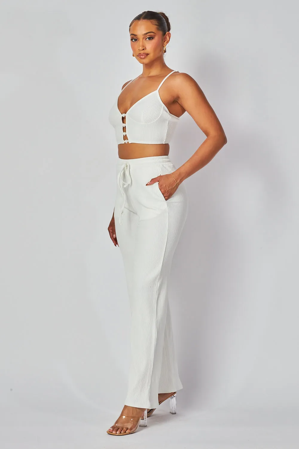 Carolina Open Front Crop Tank Top & Pants Set