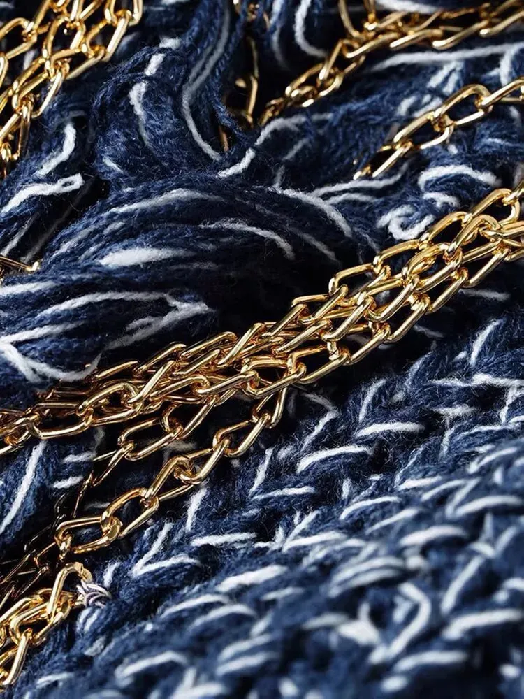 Chain Me Up Sweater -Blue