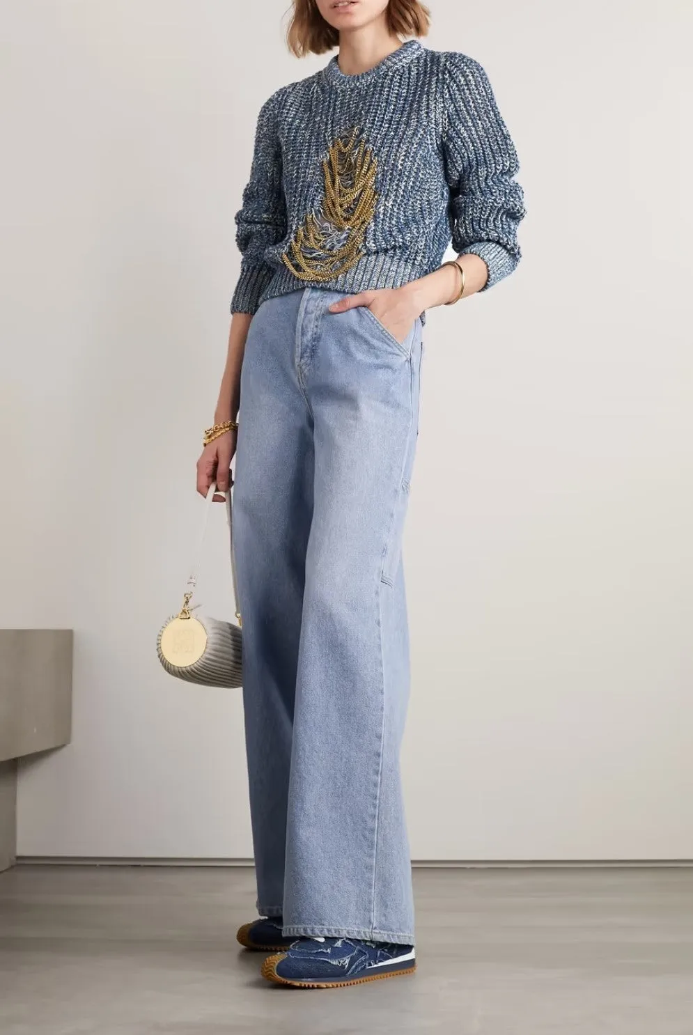 Chain Me Up Sweater -Blue