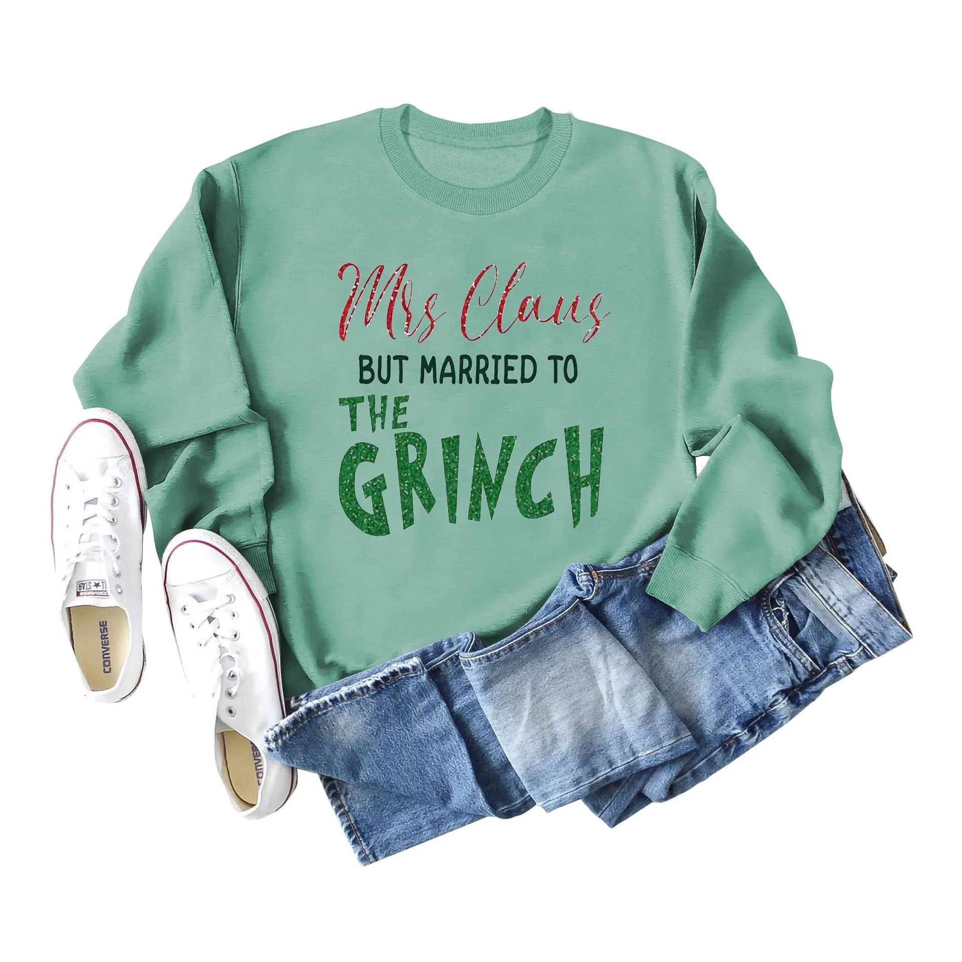 Christmas Women Sweatshirt Cute Printed Funny Shirt Casual Long Sleeve Pullover Tops