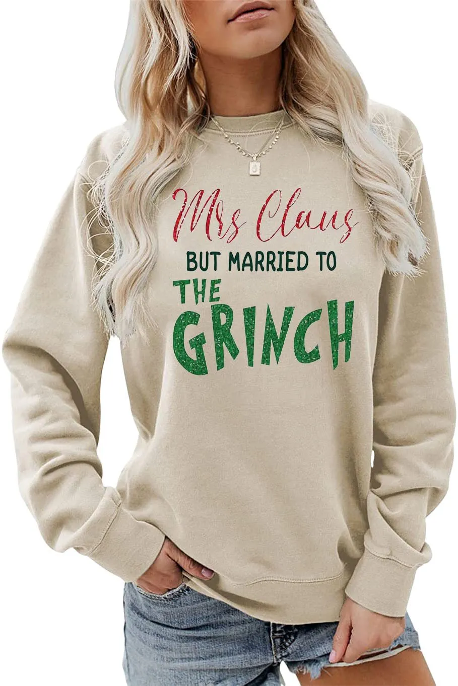 Christmas Women Sweatshirt Cute Printed Funny Shirt Casual Long Sleeve Pullover Tops