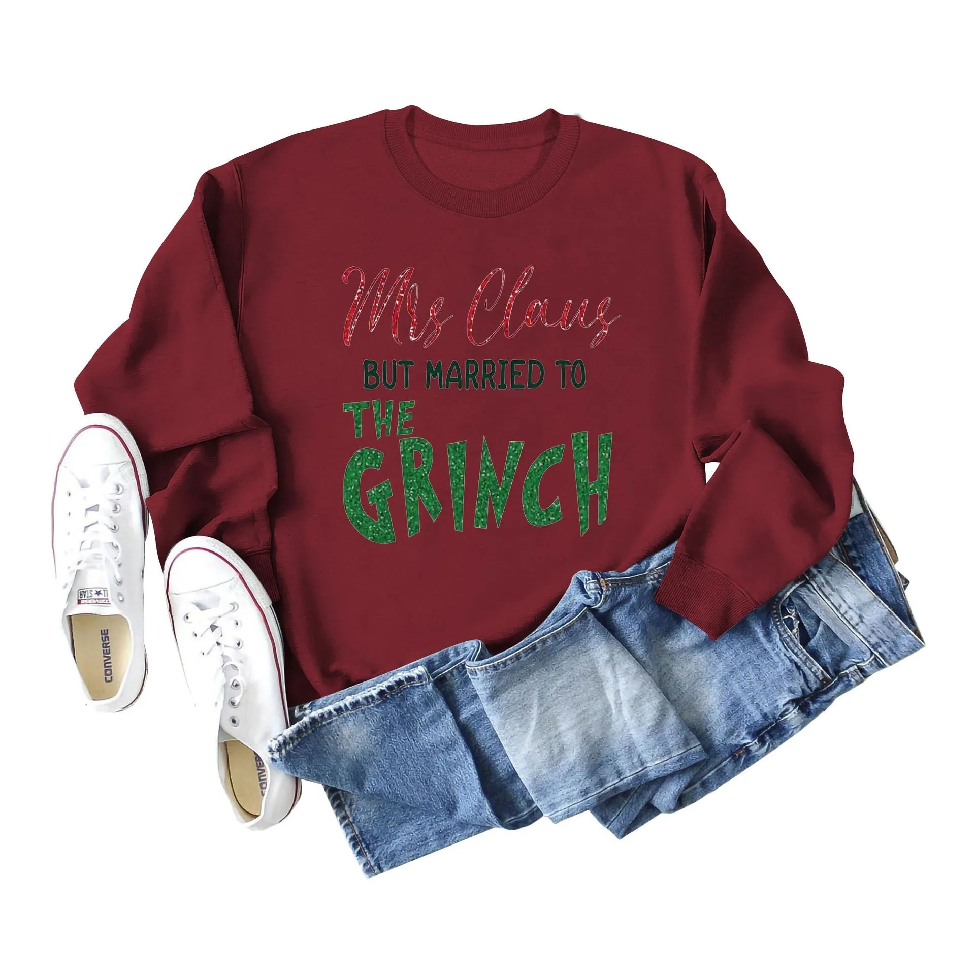 Christmas Women Sweatshirt Cute Printed Funny Shirt Casual Long Sleeve Pullover Tops