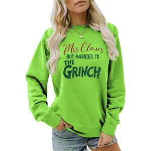 Christmas Women Sweatshirt Cute Printed Funny Shirt Casual Long Sleeve Pullover Tops