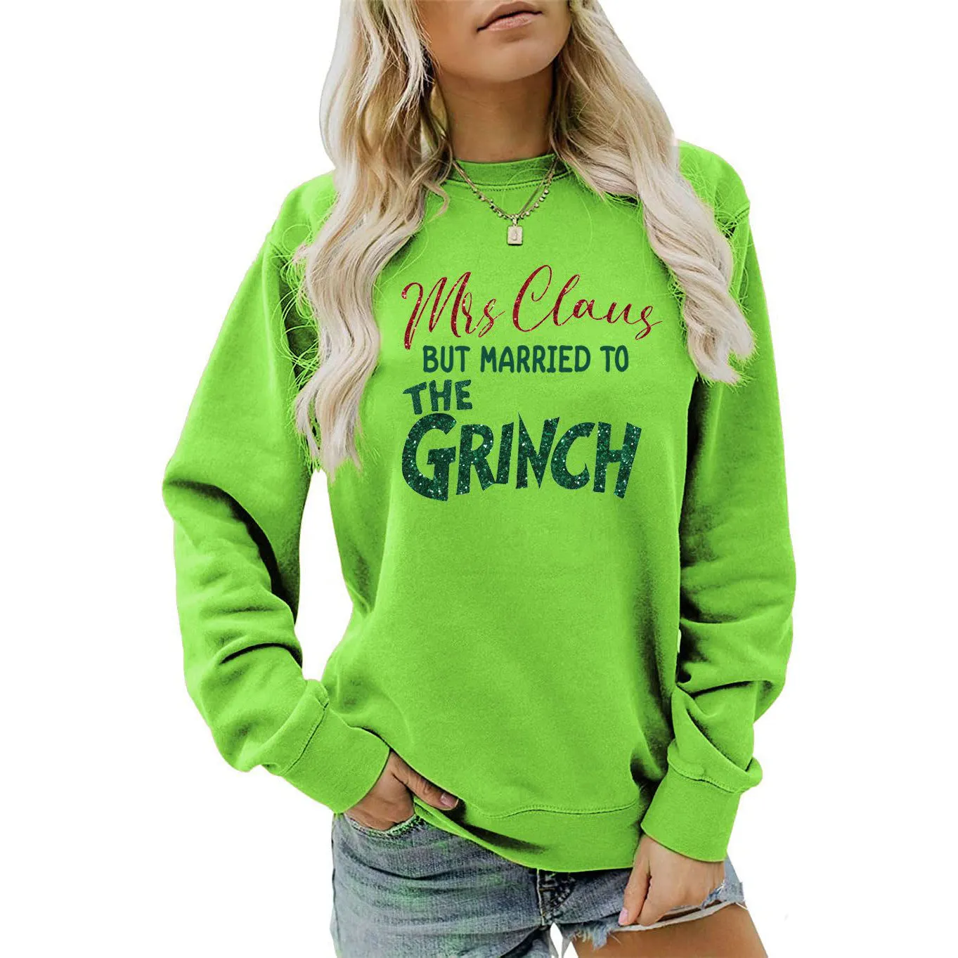 Christmas Women Sweatshirt Cute Printed Funny Shirt Casual Long Sleeve Pullover Tops