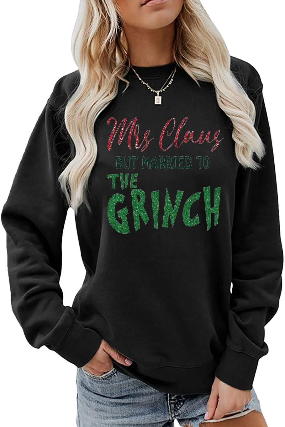 Christmas Women Sweatshirt Cute Printed Funny Shirt Casual Long Sleeve Pullover Tops