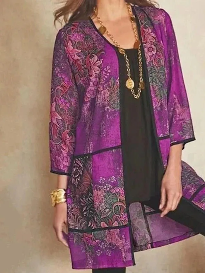 Classy UV protection print sun protection shirt blouse