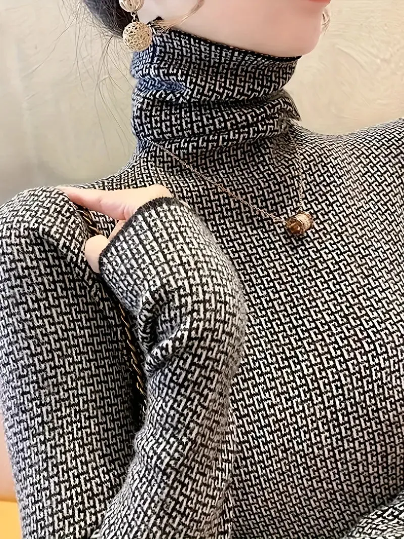 Damestrui met col - Gebreid met patroon, Warm & Elegant