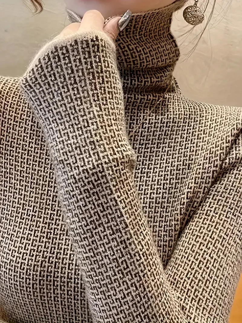 Damestrui met col - Gebreid met patroon, Warm & Elegant