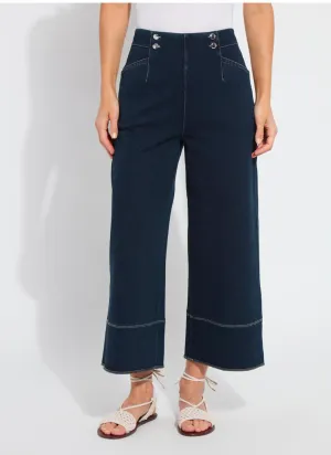 Dion Sailor Crop Denim Palazzo Pants