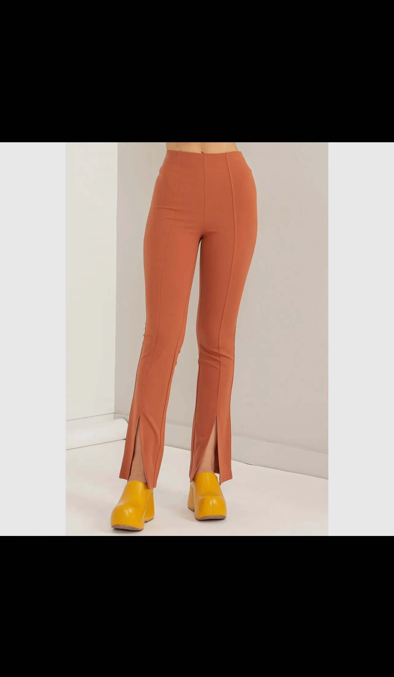 front slit pintuck stretch dress pants *3 COLORS*