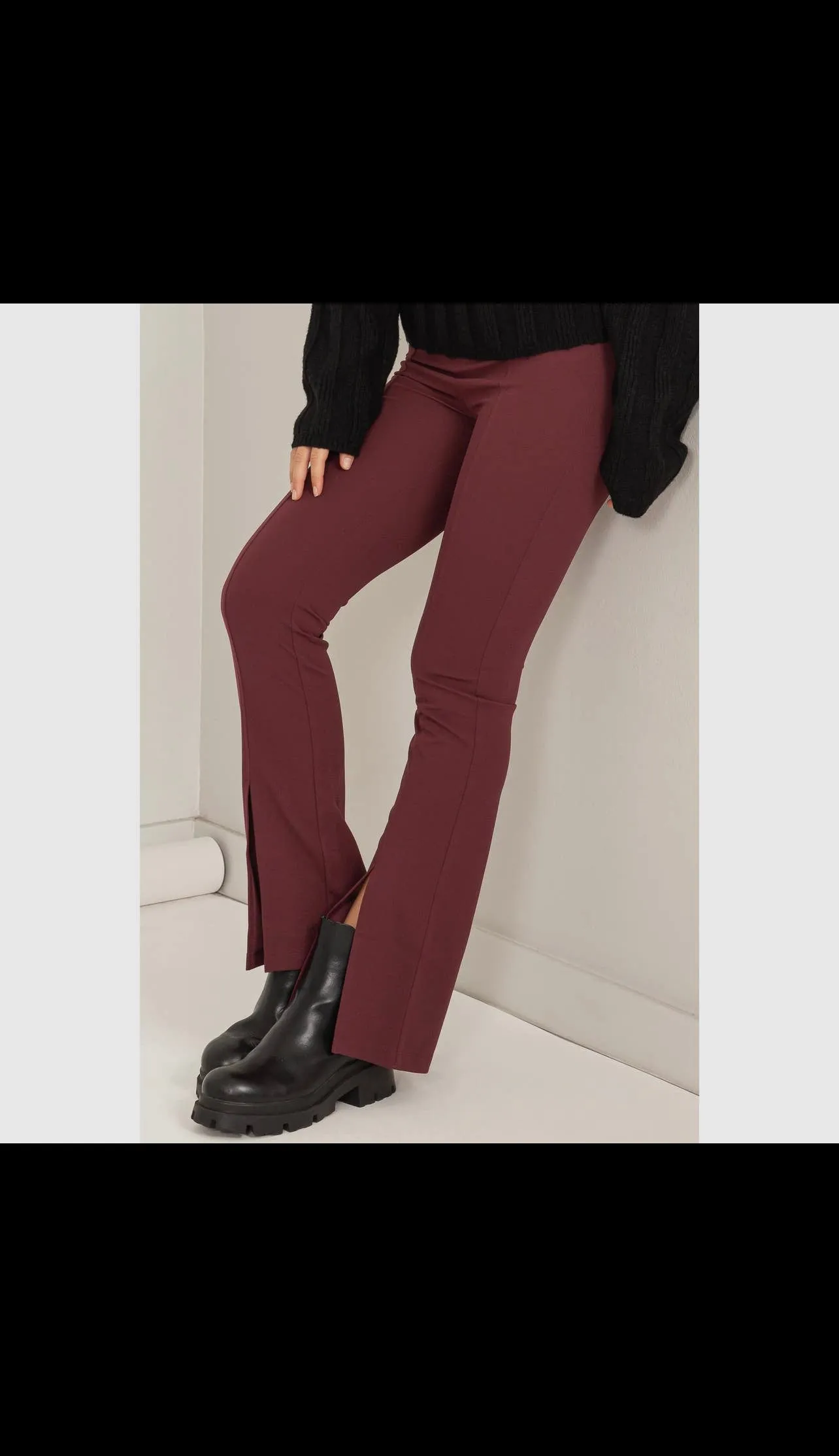 front slit pintuck stretch dress pants *3 COLORS*