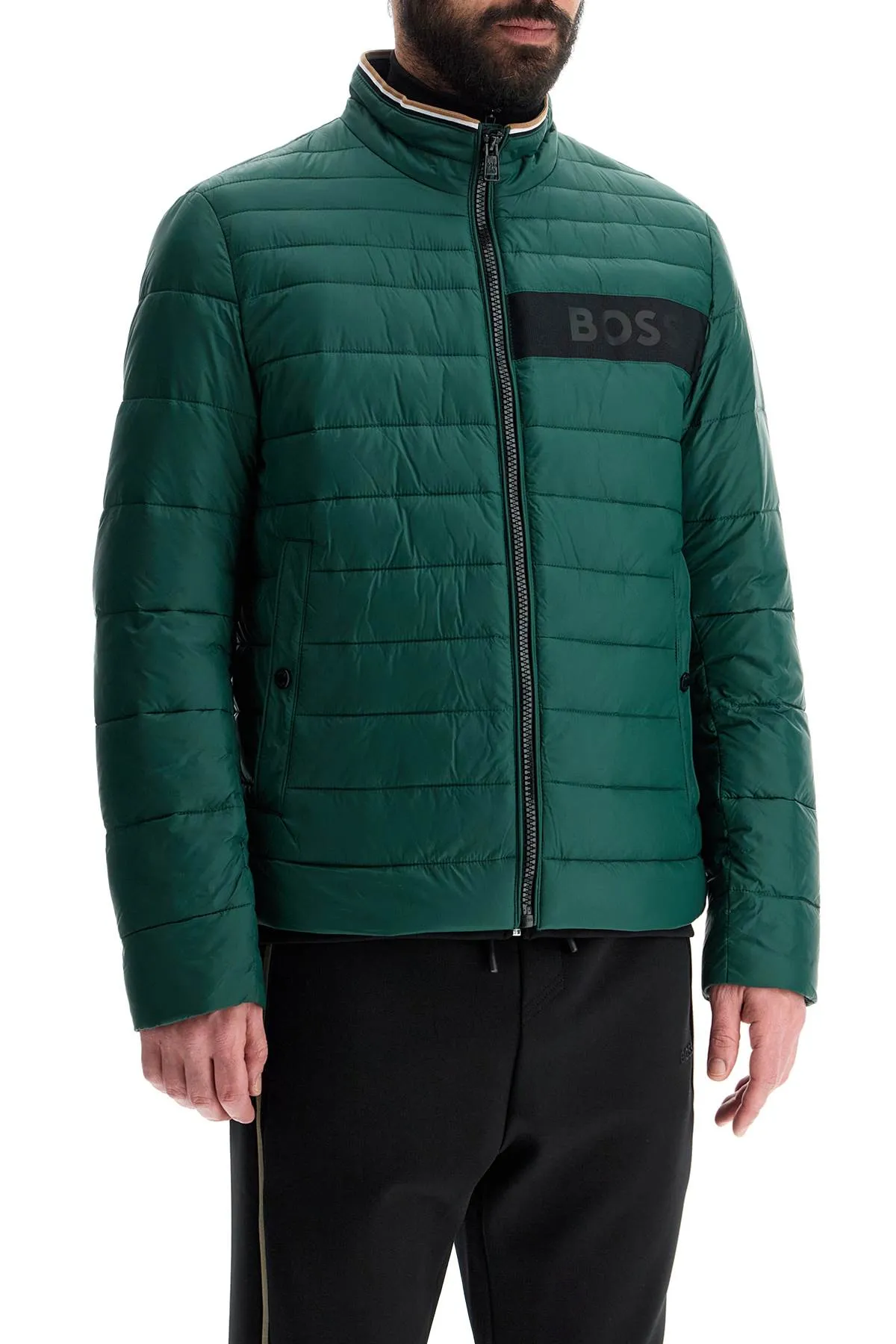 green down jacket with high collar regular fit and zip 50464308 OPEN GREEN