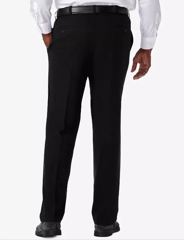 Haggar Mens Classic fit Casual Pants 46 / 30 Black Solid