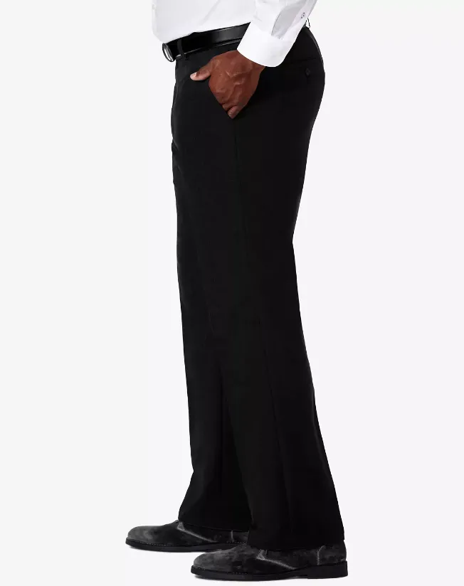 Haggar Mens Classic fit Casual Pants 46 / 30 Black Solid