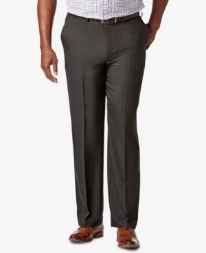 Haggar Mens Classic fit Casual Pants 46 / 30 Grey Solid