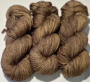 Hand Dyed Yarn "Medallion" Khaki Brown Chestnut Green Olive Bronze Caramel Merino DK Superwash 243yds 100g