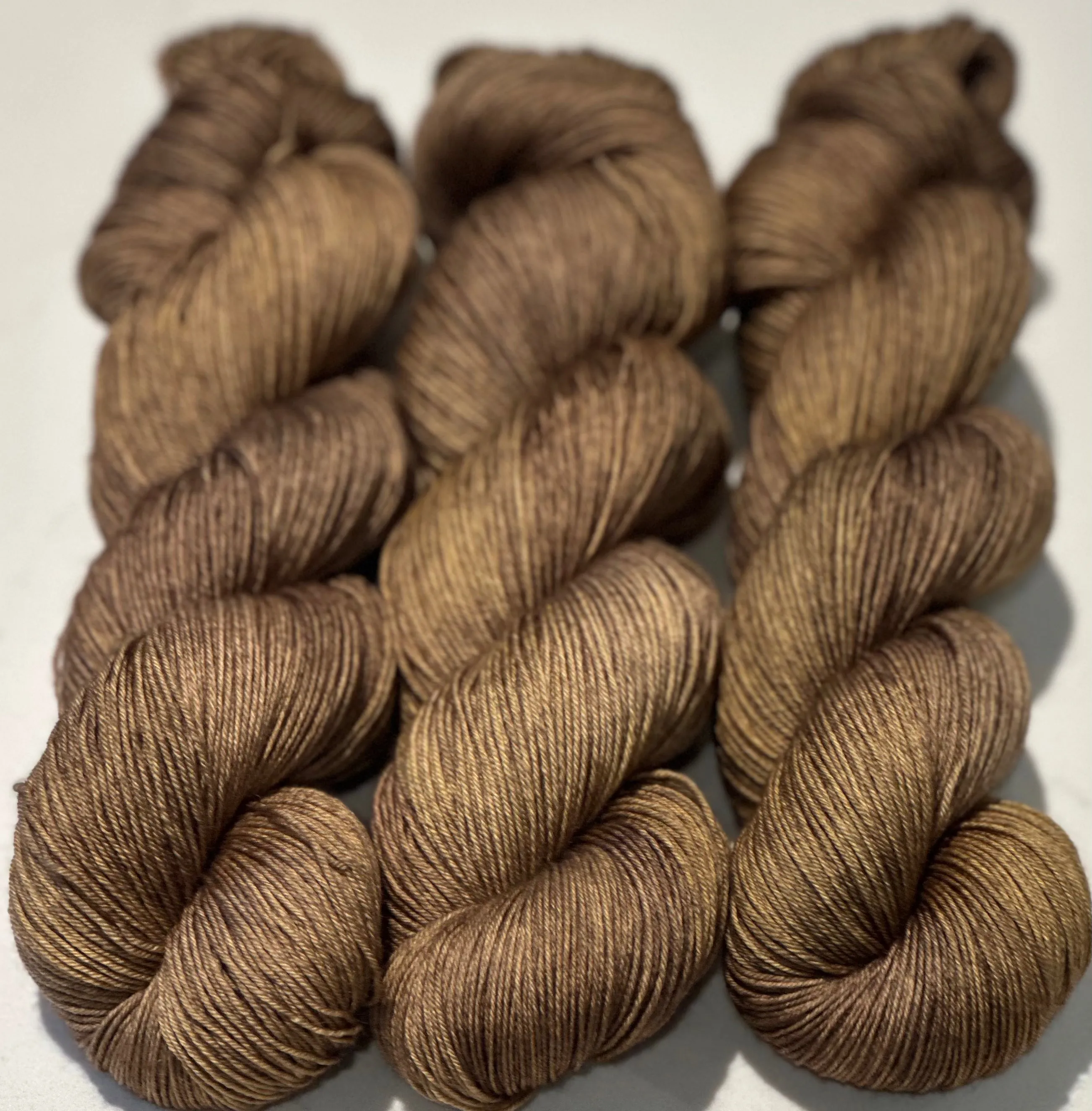 Hand Dyed Yarn "Medallion" Khaki Brown Chestnut Green Olive Bronze Caramel Merino DK Superwash 243yds 100g