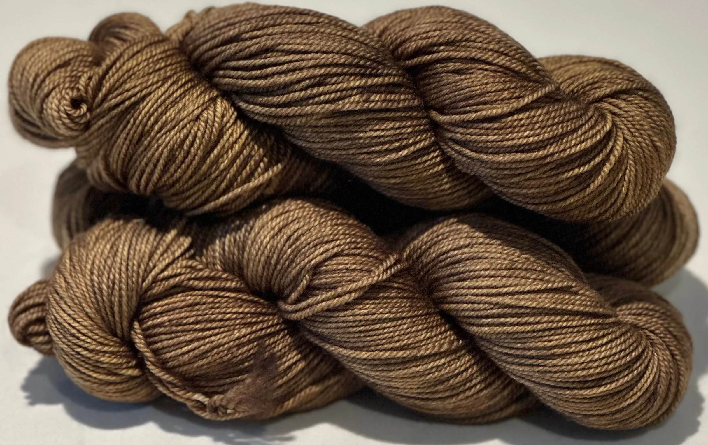 Hand Dyed Yarn "Medallion" Khaki Brown Chestnut Green Olive Bronze Caramel Merino DK Superwash 243yds 100g
