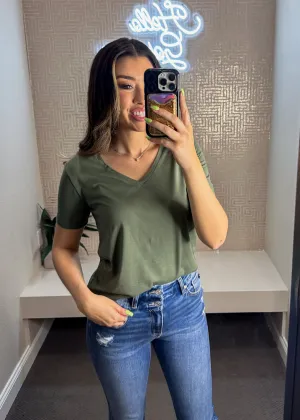 Isabelle Vneck Short Sleeve Top - Made in USA