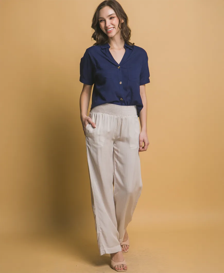 Ivy Wide Leg Pant - Stone