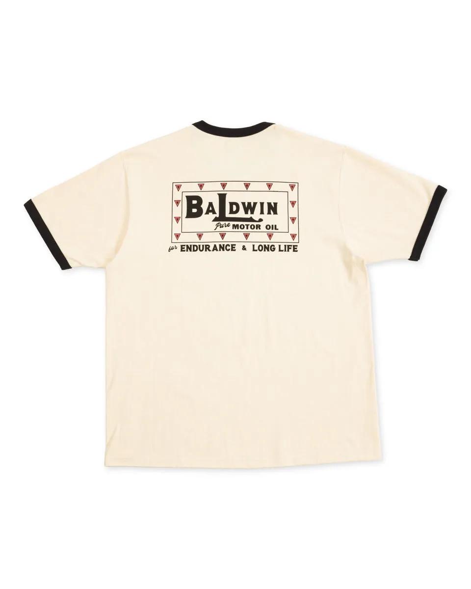 Joe McCoy Tee / Baldwin Motor Oil - Ecru/Black