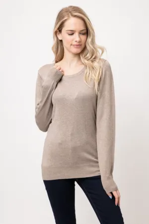 Khaki Scoop Neck Fitted Sweater