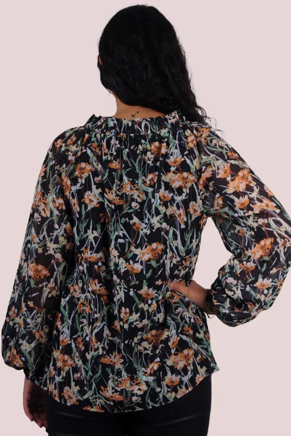 La Sofia Mirabella Top Botanical Bliss Black Floral S