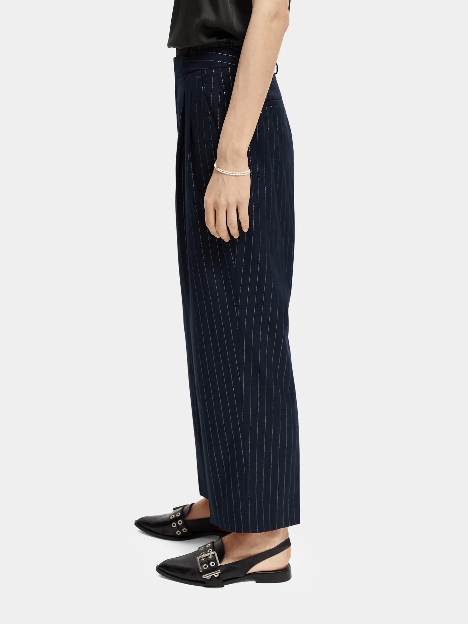 Loose tapered pinstripe pants