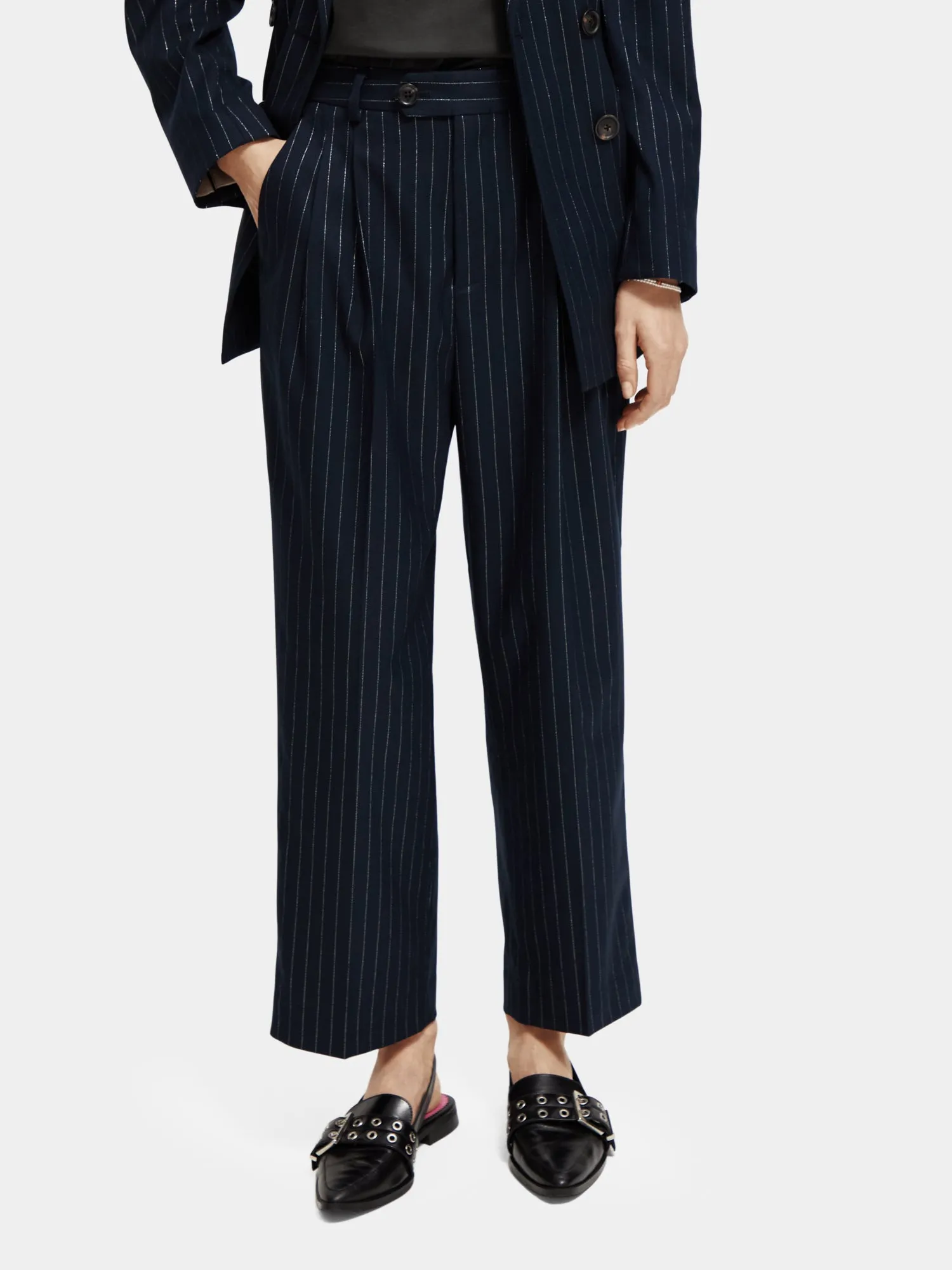 Loose tapered pinstripe pants