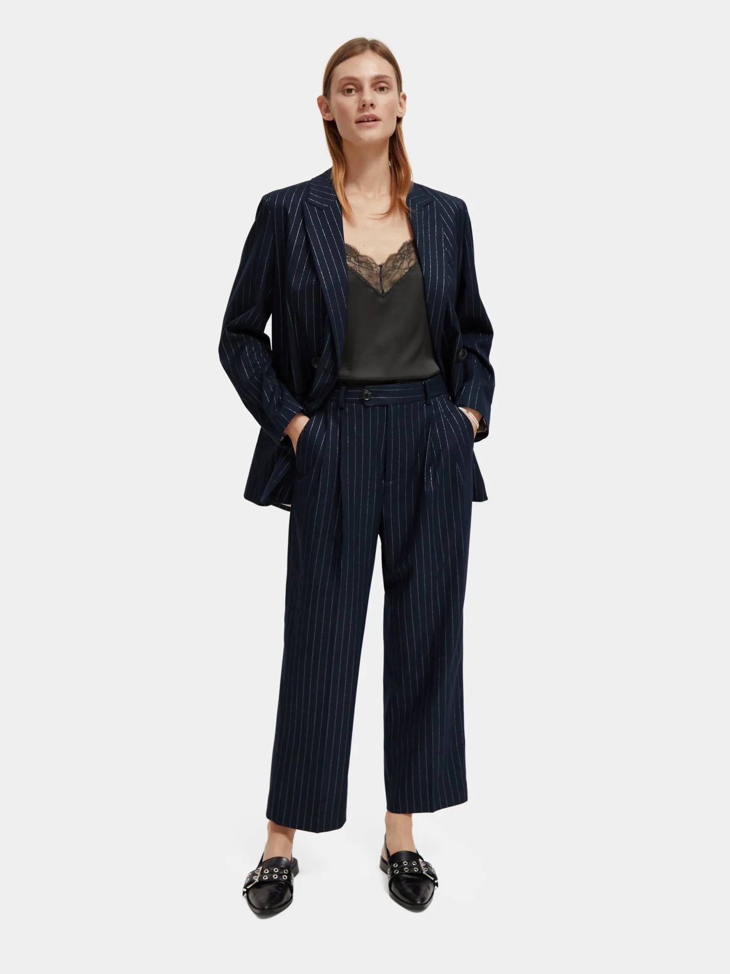Loose tapered pinstripe pants