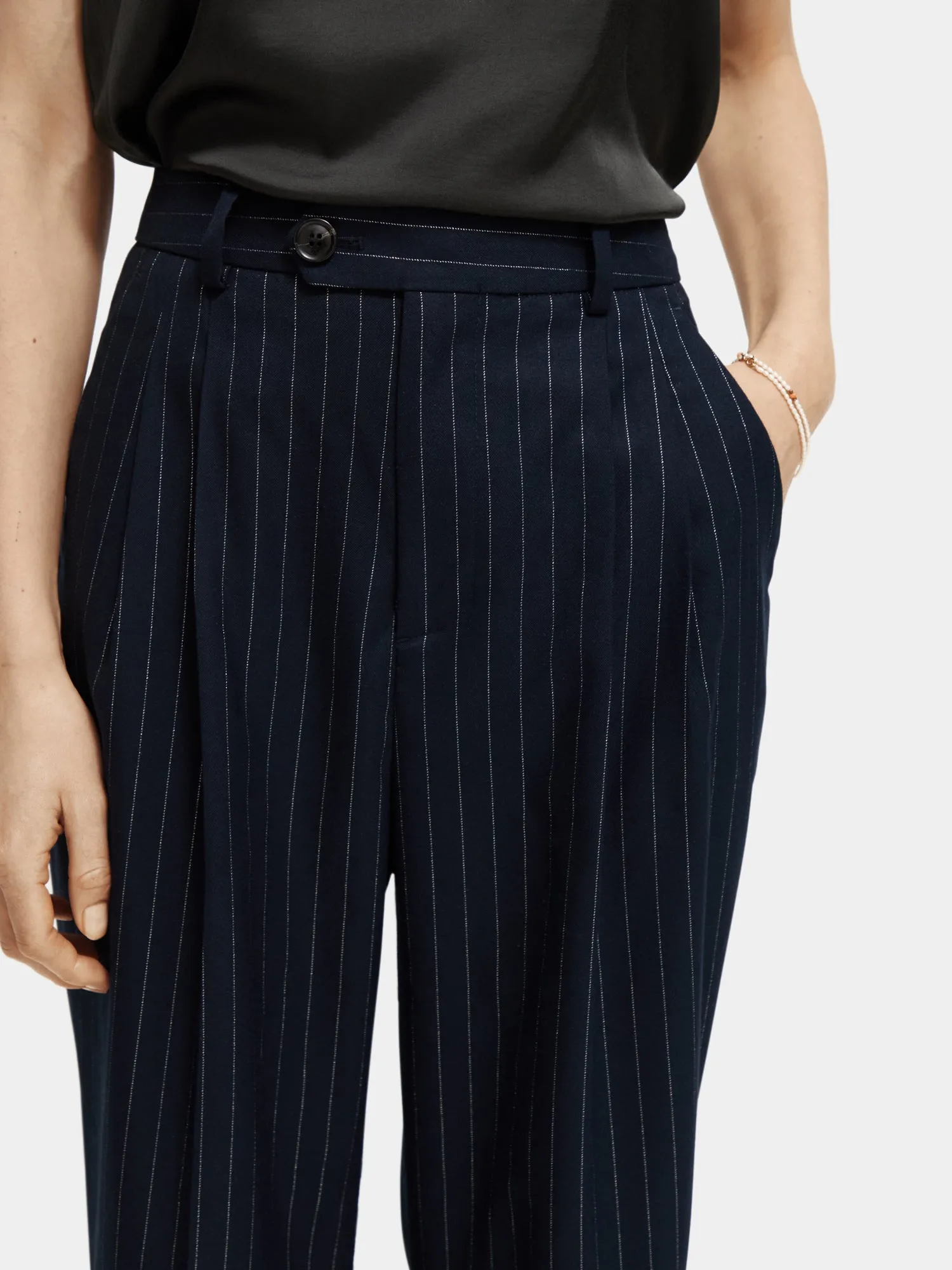 Loose tapered pinstripe pants