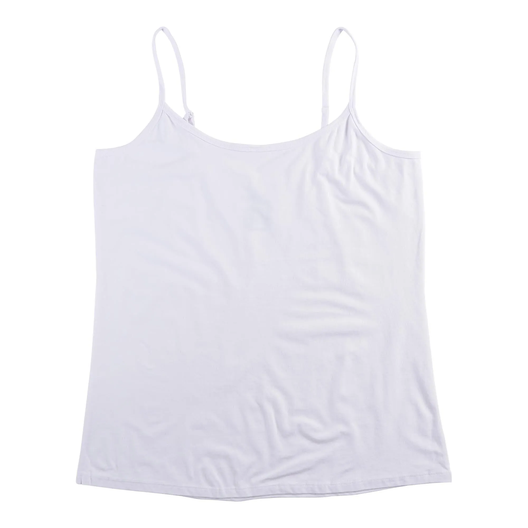 mySTYLE Women's Plus Scoop Neck Cami Top with Adjustable Spaghetti Straps, White