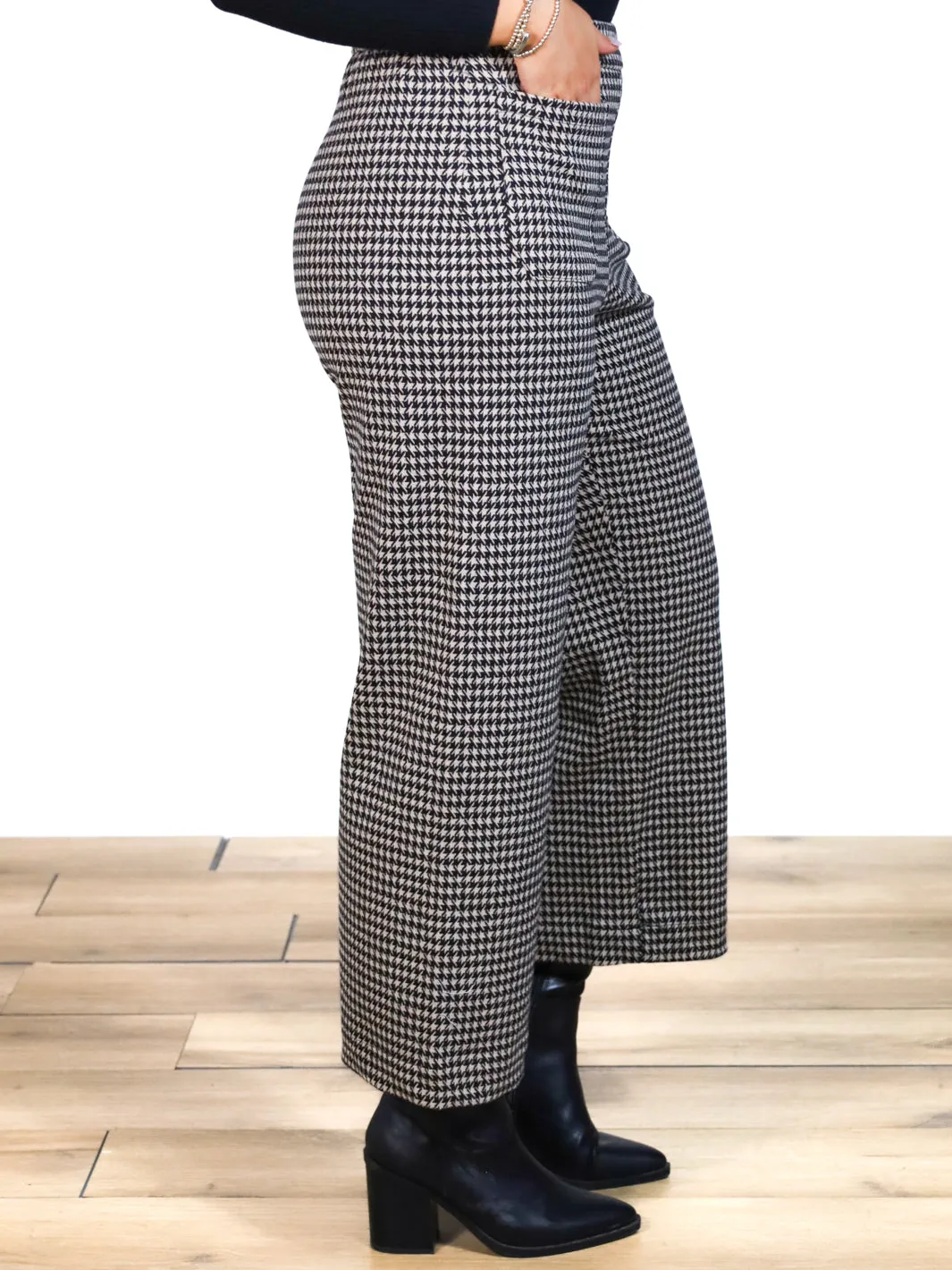 Never Break Check Print Wide Leg Pants- Final Sale