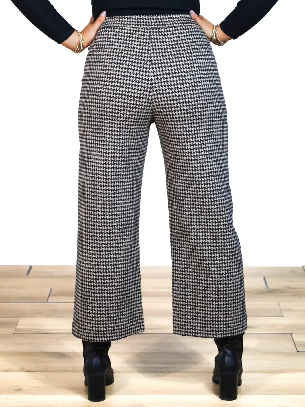 Never Break Check Print Wide Leg Pants- Final Sale