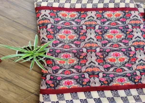 Precut Blue Multicolour Flowers Digital Printed Viscose Bhagalpuri Silk Fabric