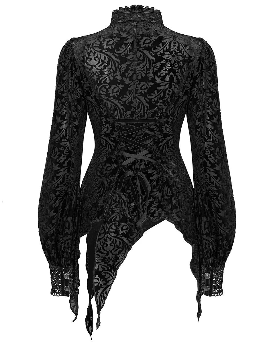 Punk Rave Oleandra Womens Baroque Gothic Blouse Top