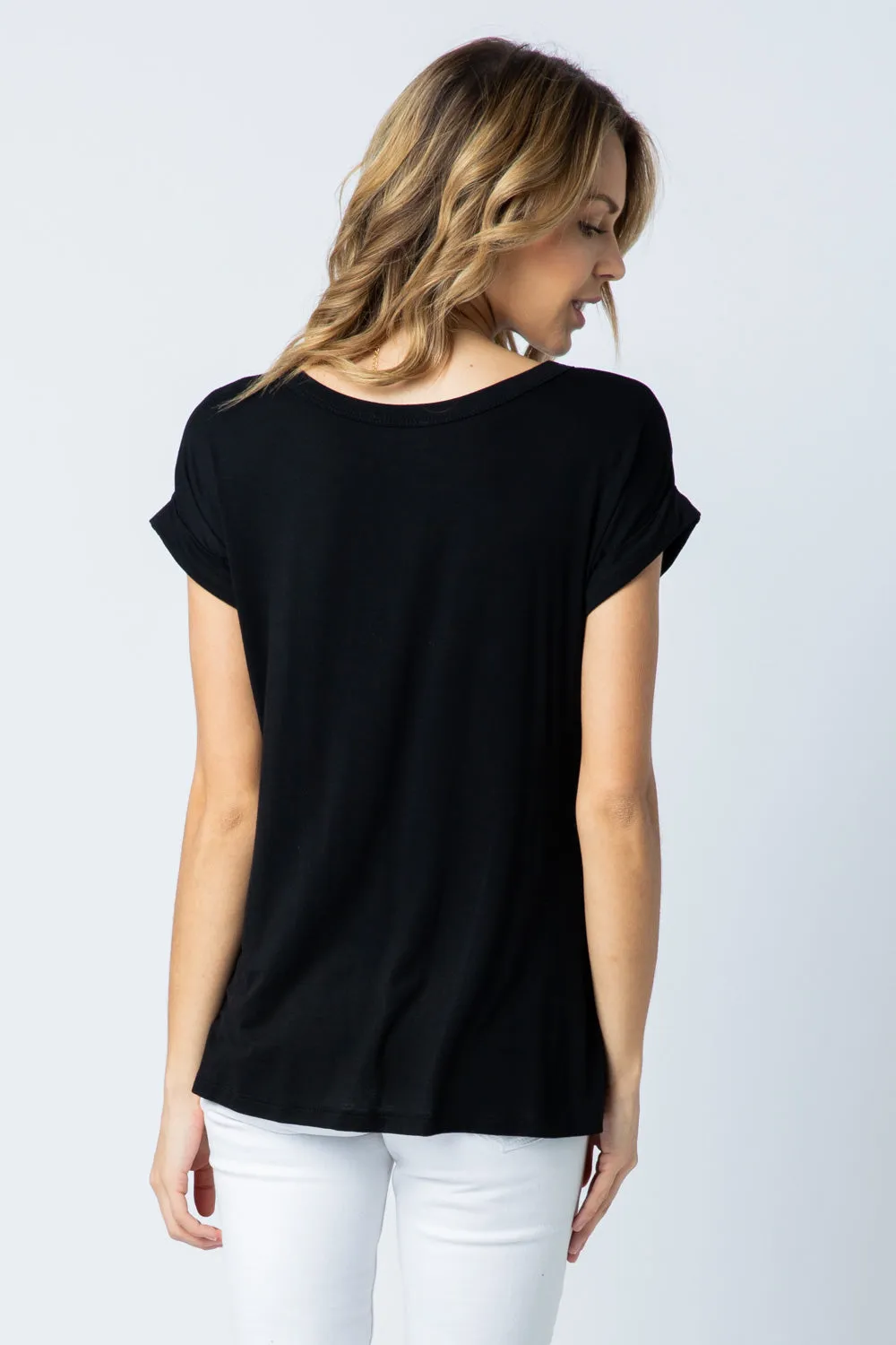 Short Sleeve Top with Rhinestones