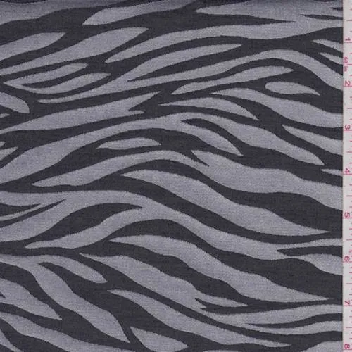Silver Zebra Stripe Satin Jacquard Fabric