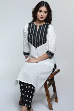 Smart cotton ikat yoke kurta