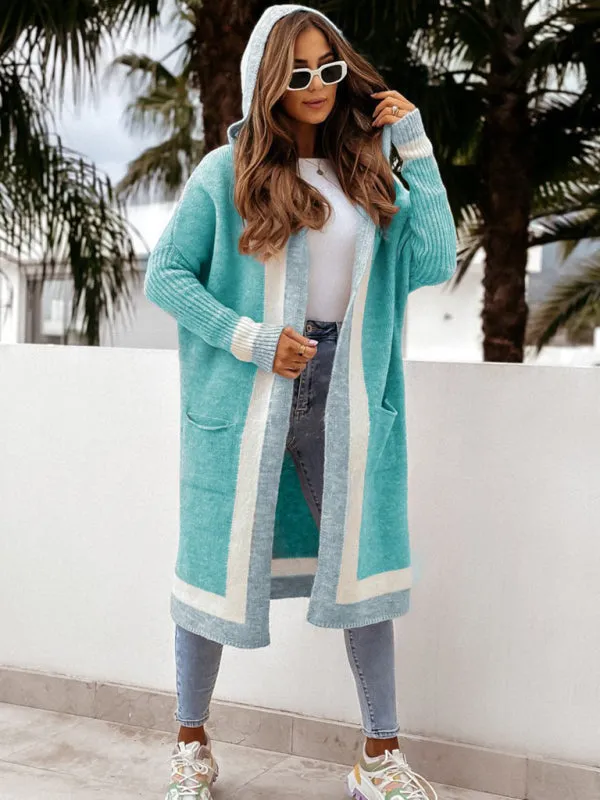 TastyHottie - Women's loose hooded warm twist knitted Long Cardigan Sweater