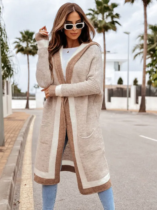 TastyHottie - Women's loose hooded warm twist knitted Long Cardigan Sweater